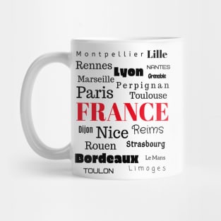 French Cities word cloud design Mug